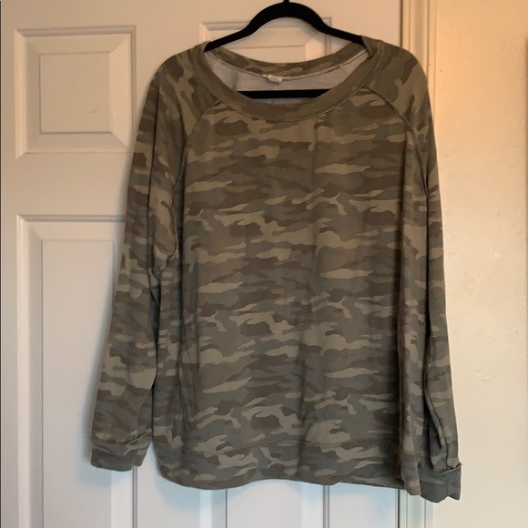 Caslon Sweaters - Camo print crew neck top